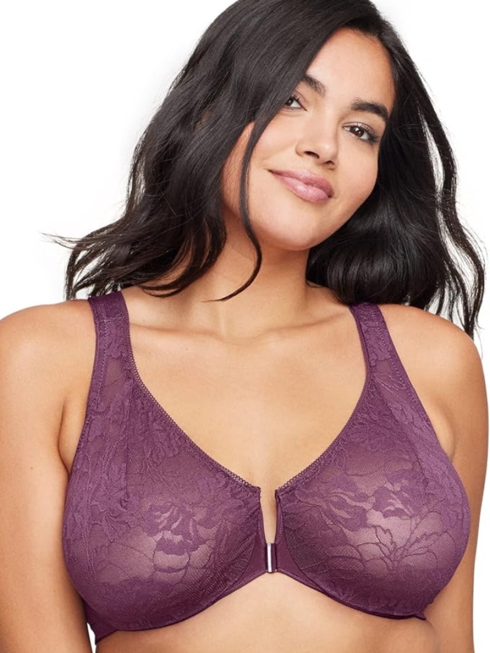 NWT 36D  Glamorise Womens Lacey T-Back Wonderwire Bra Underwire #9246